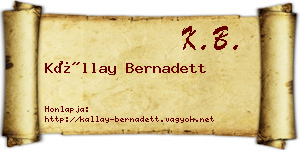 Kállay Bernadett névjegykártya